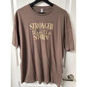 "STRONGER THAN THE STORM" Sz XL Graphic Tee T-SHIRT Super Soft Brown EUC
